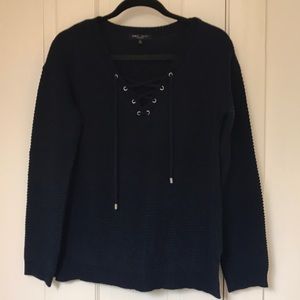 Romeo+Juliet Couture Navy Lace-up Sweater Size L